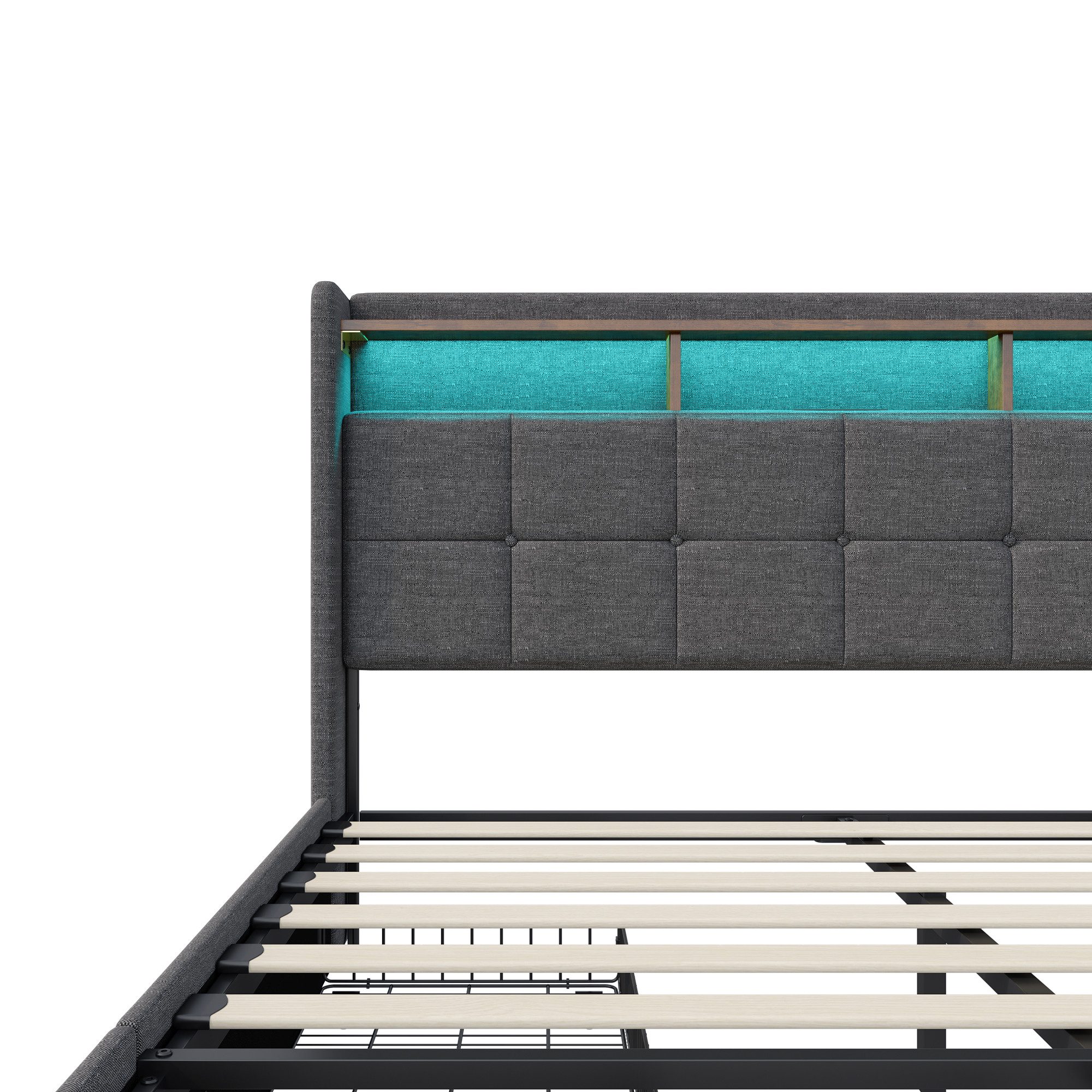 Polsterbett Doppelbett Stauraumbett Funktionbett-grau 1